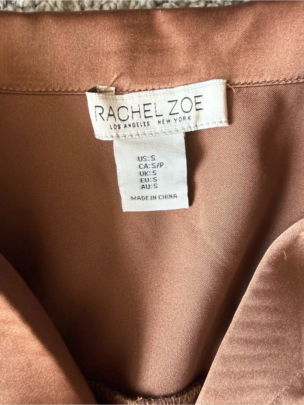 Rachel Zoe Satin Rust-Brown Blouse - Picture 3 of 3